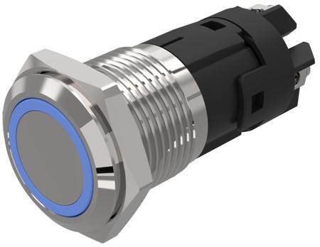 82-4552.2123 EAO 82 Series Illuminated Illuminated Push Button Switch, Latching, Panel Mount, 16mm Cutout, SPDT, Blue LED, 12V,