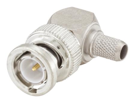 71S201-309N5 Rosenberger BNC Series, Plug Cable Mount BNC Connector, 75Ω, Crimp Termination, Right Angle Body