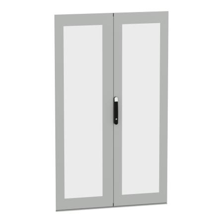 NSYSFND20122DT Schneider Electric PanelSeT SFN Kit Series Lockable Glass, Steel RAL 7035 Double Door, 1966mm H, 1.169m W for Use with