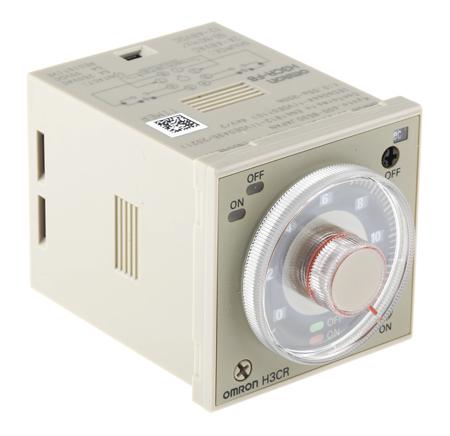 H3CR-F8-24-48VAC-12-48VDC Omron H3CR Series DIN Rail, Panel Mount Timer Relay, 24V ac/dc, 2-Contact, 0.05 s → 30h, 1-Function, DPDT