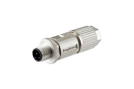 MSAS-04BMMD-SL8001 Amphenol Industrial Industrial Circular Connectors, 4 Contacts, Cable Mount, M12 Connector, Plug, Male, IP68, MSAS