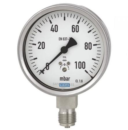 8630407 G 1/2 Dial Pressure Gauge 150mbar, -250mbar min.