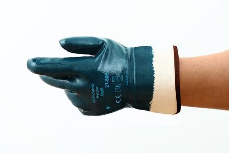 27805100 Ansell ActivArmr Hycron 27-805 Blue Cotton Abrasion Resistant Work Gloves, Size 10, Nitrile Coating