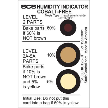 51060HIC125-CF SCS Brown, Yellow Safety Labels, Humidity Indicator-Text 75 mm x 50mm