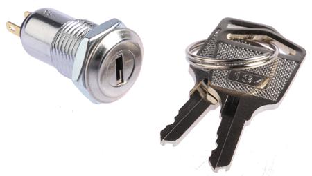 SKL-12-BS2 Lorlin Key Switch, SPST, 500 mA @ 24 V 2-Way Common, Flat-Key