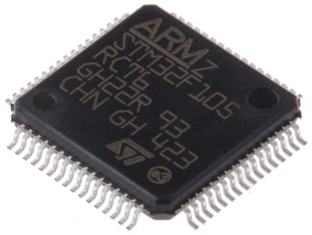 STM32F105RCT6 STMicroelectronics , 32 bit ARM Cortex M3, STM32F105RC Microcontroller, 72 MHz, 256kB FLASH, 64-Pin LQFP