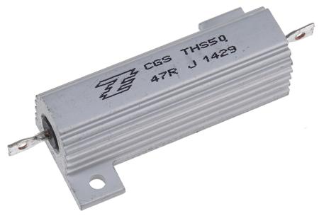 THS5047RJ TE Connectivity THS50 Series Aluminium Housed Solder Lug Wire Wound Panel Mount Resistor, 47Ω ±5% 50W