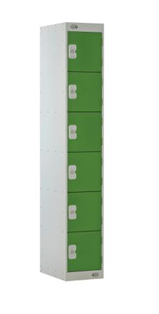214-297 RS PRO 6 Door Vented Green Locker, 1800 mm x 300 mm x 450mm