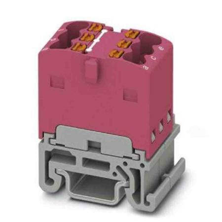 3002976 Phoenix Contact Distribution Block, 6 Way, 2.5mm², 17.5A, 500 V, Pink