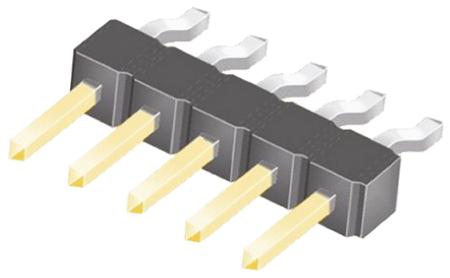 TSM-105-01-L-SH Samtec TSM Series Right Angle Surface Pin Header, 5 Contact(s), 2.54 mm Pitch, 1 Row, Unshrouded