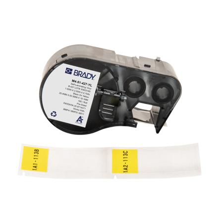 M4-51-427-YL Brady B-427 on Black on Yellow, Transparent Label, 25.40 mm Width, 25.40mm Label Width