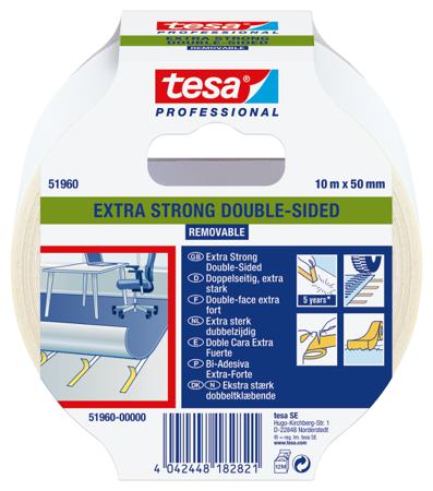 51960-00000-12 Tesa 51960 Transparent Double Sided Tape, 0mm Thick, PP Backing, 50mm x