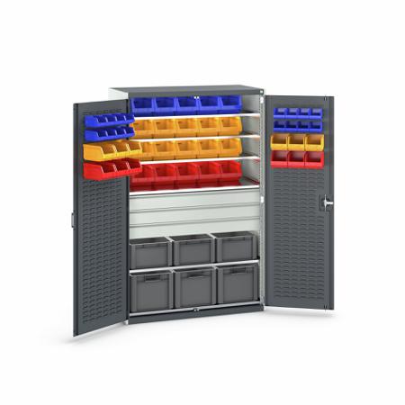 40022096-19V Bott 2 Door, 3 Drawer Sheet Steel Floor Standing Cupboard, 1300 X 650 X 2000mm
