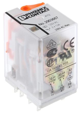 2903667 Phoenix Contact PCB Mount Power Relay, 120V ac Coil, 30A Switching Current, DPDT