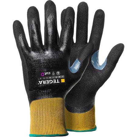 8812-8 Tegera TEGERA Black, Yellow CRF Technology, Glass Fibre Thread, HPPE, Nylon, Spandex Cut Resistant Work Gloves, Size 8,