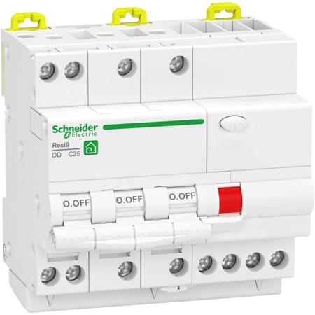 R9PDCS25 Schneider Electric Safety Breaker, 25A Current Rating, 3P Poles, Resi9 Range