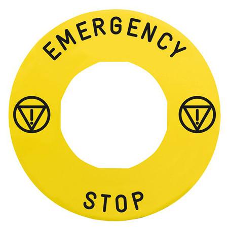 ZBY9330T Schneider Electric Marking Accessory for Use with Pushbuttons, EMERGENCY, Emergency Stop