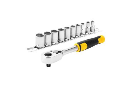 STMT82666-0 Stanley 11-Piece Metric 1/4 Standard Socket Set with Ratchet, 6 point