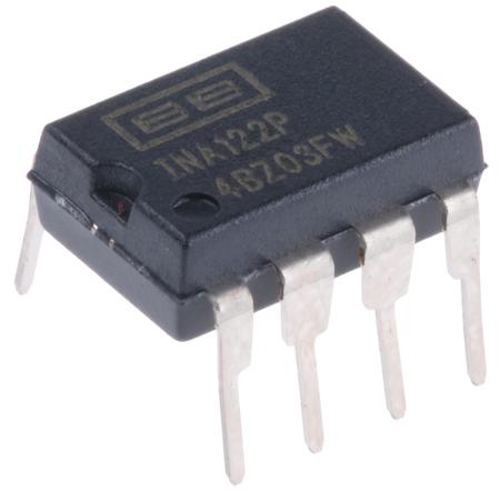 INA122P  Texas Instruments, Instrumentation Amplifier, 0.25mV Offset, R-RO, 5 V, 8-Pin PDIP