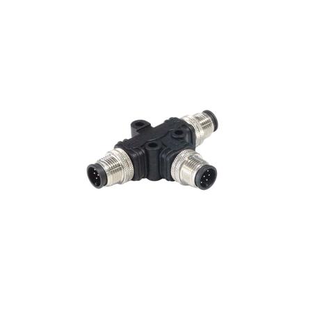 PXPPVC12TSMM08AFIIFI Bulgin Tee M12 Plug to 8 Pole M12 Plug Adapter