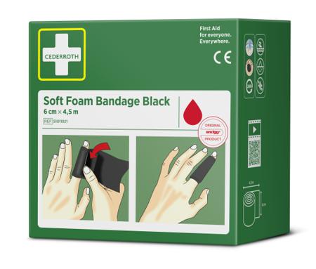 51011021 Cederroth Polyurethane Foam Black Self Adhesive Bandage, 1Box Per Package 4.5m