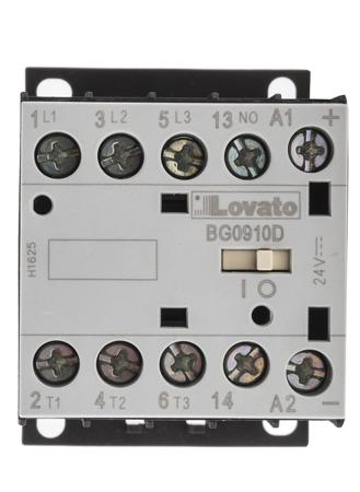 11BG0910D024 Lovato Orange BG Contactor, 24 V dc Coil, 3-Pole, 9 A, 4 kW, 3NO + 1NO, 600 V ac