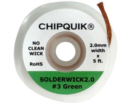 SOLDERWICK2.0 CHIPQUIK  5ft No Clean Desoldering Braid, Width 2mm