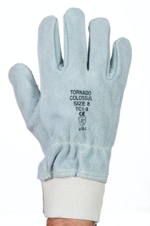 TC1-08 Tornado Colossus Grey Leather Coated Leather Work Gloves, Size 8, Medium