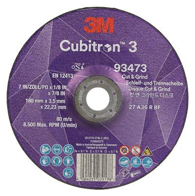 7100305447 3M 93473 Ceramic Cutting Disc, 180mm x 3.5mm Thick, 36+ Grade, 10 in pack