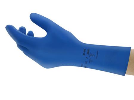 87245075 Ansell AlphaTec 87-245 Blue Natural Rubber Latex Good Dexterity Work Gloves, Size 7.5, Natural Rubber Coating