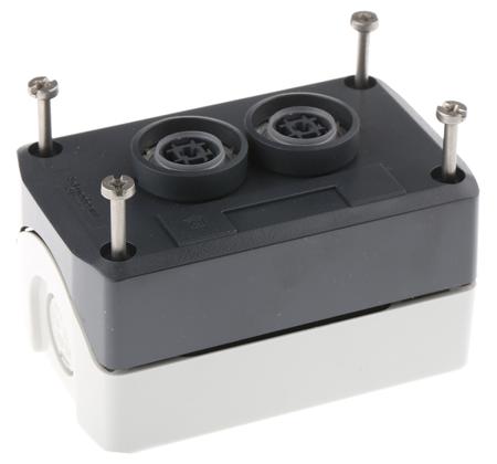 XALD222E Schneider Electric Spring Return Enclosed Push Button, Polycarbonate, Black/White, Down Arrow, Up Arrow, IP66, IP67,