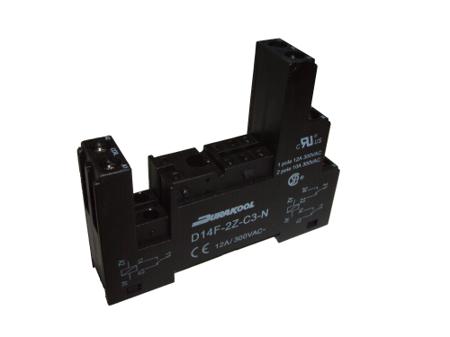 D14F-1Z-C3-N Durakool D14F 4 Pin 300V ac DIN Rail Relay Socket, for use with DM41, DM87N, DX87N Relays