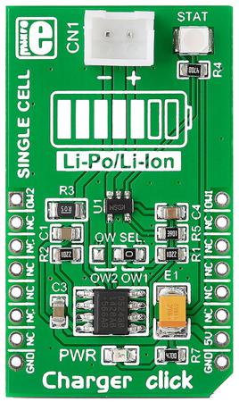 MIKROE-2033 MikroElektronika Charger Click Battery Charger for MCP73831 for Lithium-ion & Lithium-Polymer Batteries