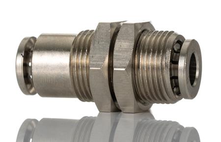 100290600 Norgren PNEUFIT 10 Series Straight Threaded Adaptor, Push In 6 mm to Push In 6 mm, Threaded Connection Style