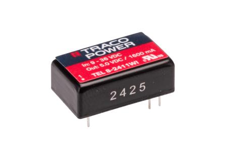 TEL-8-2411WI TRACOPOWER TEL 8WI 8W Isolated DC-DC Converter Through Hole, Vin 9 → 36 V dc, Vout 5V dc