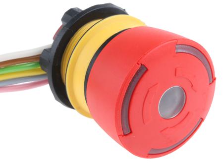 84-5031.2B40 EAO 84 Series Twist Release Illuminated Emergency Stop Push Button, Panel Mount, 22.5mm Cutout, SPDT, IP65