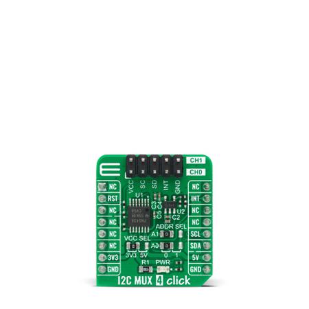 MIKROE-4240 MikroElektronika I2C MUX 4 Click TCA9543APWR mikroBus Click Board for Broadcast Communication, Fault Isolation