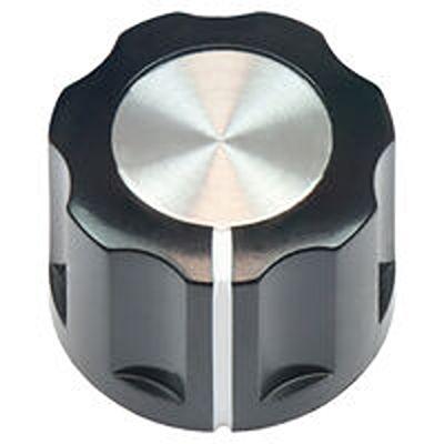 ACCKIR1612NLP14 Vishay 16mm Black Potentiometer Knob for 1/4in Shaft Screw Fix,
