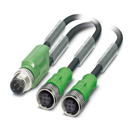 1668975 Phoenix Contact SAC Sensor Actuator Cable, 3 Cores, 0.34 mm² CSA 22 AWG, 1.5 m, Grey, Black Polyurethane Sheath
