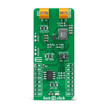 MIKROE-4846 MikroElektronika Buck 16 Click DC-DC Converter for TPS62912 for mikroBUS Socket