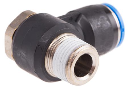 QSLV-3-8-12 Festo Pneumatic Elbow Threaded-to-Tube Adapter, R 3/8 Male, Push In 12 mm 12mm Tube Connection