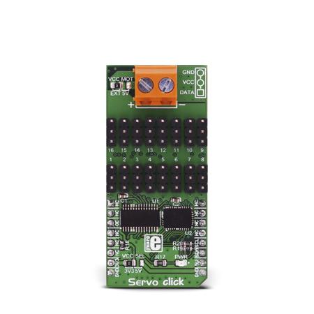 MIKROE-3133 MikroElektronika Servo Click Board PWM Controller for PCA9685 for Movie or Theater Industry (animatronics), Robotics, RC