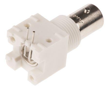 5226990-3 TE Connectivity BNC Series Right Angle 50Ω PCB Mount BNC Connector, jack, Nickel, Solder Termination