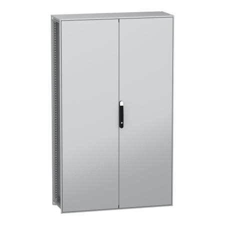 NSYSFN2012402D Schneider Electric PanelSeT SFN Series Galvanised Steel Double-Door-Door Floor Standing Enclosure, Plain Door Door,