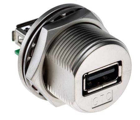 122-3021 RS PRO Straight, Panel Mount, Socket- Single Port Type A USB Connector