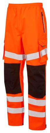 LFE907S-4XL PULSAR LFE907 Orange Hi-Vis, Waterproof, Windproof Hi Vis Trousers, 43 → 47in Waist Size