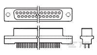 207828-4 TE Connectivity AMPLIMITE 25 Way Board Mount D-sub Connector Socket, 2.74mm Pitch, with Screw Holes