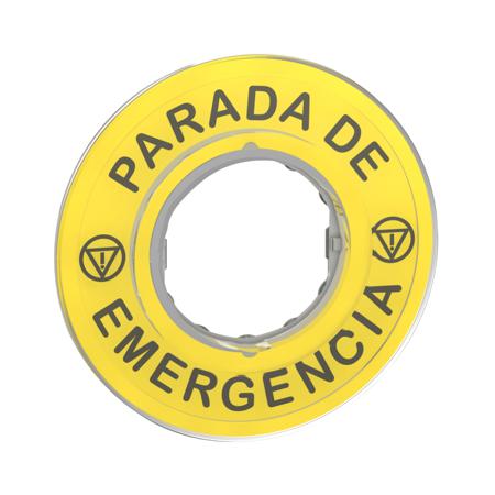 ZBY9420 Schneider Electric 3D Marked Legend Plate for Use with Emergency Stop Mushroom Head Push Button, Parada De Emergencia,