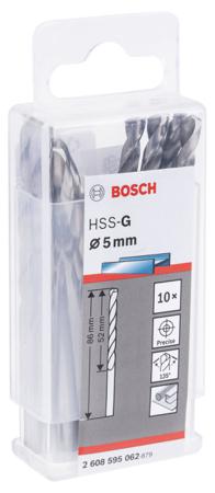 2608595062 Bosch HSS 5mm Twist Drill Drill Bit, 86 mm Plain Shank