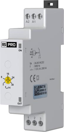 558-902 RS PRO DIN Rail Mount Timer Relay, 24 → 240V, 1-Contact, 2 → 30s, 1-Function, CO